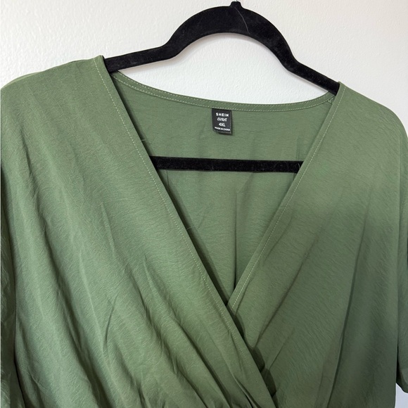 Army Green Waist Wrap and Ruffle Sleeve Dress - Picture 3 of 5